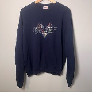 Vintage GOLF Embroidered Crewneck Men’s L Navy Blue Sweatshirt - Drive Chip Par